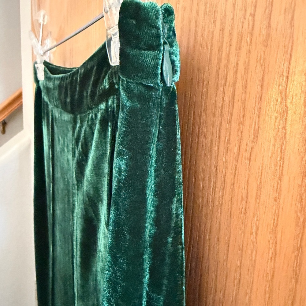 A. CALIN EUC Vintage-Inspired Green Velvet Wide-Leg Flare High Rise Pants Size S - Picture 3 of 11